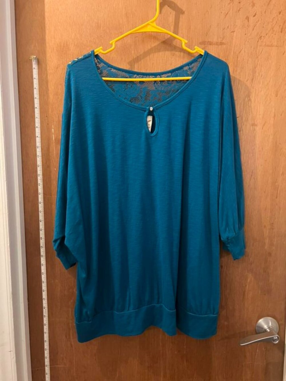 🐻Size 3X - Faded Glory - Teal Short Wing Sleeve Knit Pullover w/Lace Trim